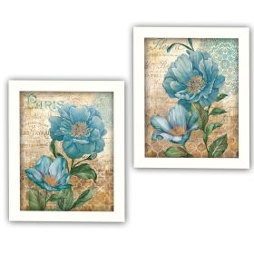 "Paris Blue Collection" 2-Piece Vignette By Ed Wargo; Printed Wall Art; Ready To Hang Framed Poster; White Frame