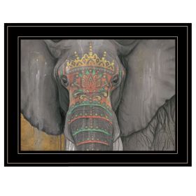 "Tattooed Elephant" by Britt Hallowell; Ready to Hang Framed Print; Black Frame