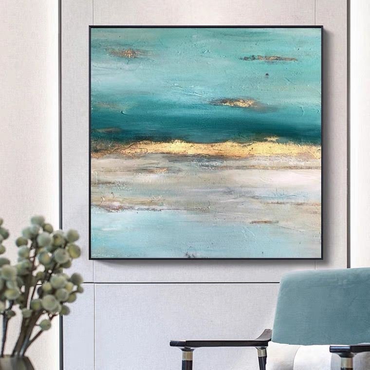 Hand Painted Abstract blue ocean oil painting seaside handmade Wall art Picture for Living room bedroom home decoration gift Hand Painted Abstract blue ocean oil painting seaside handmade Wall art Picture for Living room bedroom home decoration gift